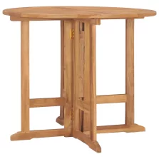   vidaXL összecsukható tömör tíkfa kerti étkezőasztal Ø90 x 75 cm