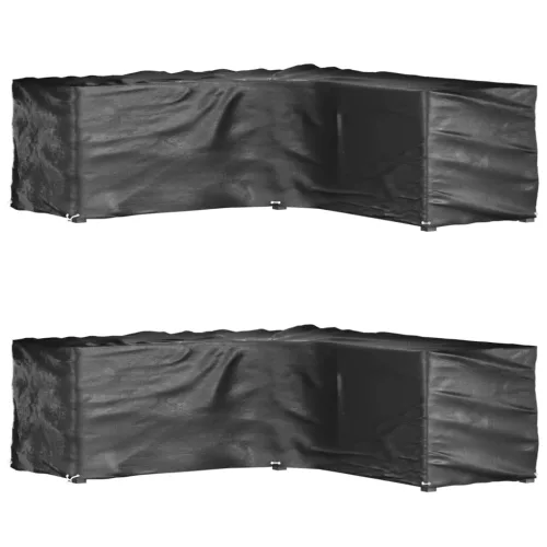 vidaXL 2 db L-alakú kerti bútorhuzat 16 fűzőlyukkal 285x285x90 cm