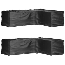   vidaXL 2 db L-alakú kerti bútorhuzat 18 fűzőlyukkal 285x220x80 cm