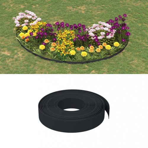 vidaXL 4 db fekete polietilén kerti szegély 10 m x 10 cm