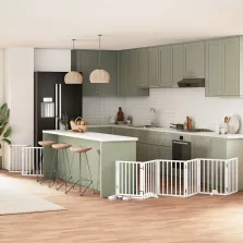   vidaXL fehér nyárfa 9 paneles összecsukható kutyakapu ajtóval 450 cm