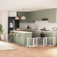   vidaXL fehér nyárfa 15 paneles összecsukható kutyakapu ajtóval 750 cm