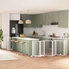   vidaXL fehér nyárfa 9 paneles összecsukható kutyakapu ajtóval 450 cm