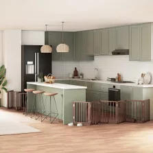   vidaXL barna nyárfa 15 paneles összecsukható kutyakapu ajtóval 750 cm