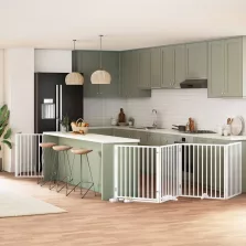   vidaXL fehér nyárfa 6 paneles összecsukható kutyakapu ajtóval 480 cm