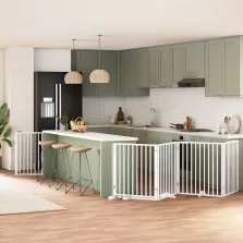   vidaXL fehér nyárfa 8 paneles összecsukható kutyakapu ajtóval 640 cm