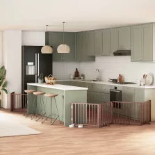   vidaXL barna nyárfa 6 paneles összecsukható kutyakapu ajtóval 480 cm