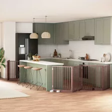   vidaXL barna nyárfa 8 paneles összecsukható kutyakapu ajtóval 640 cm