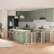   vidaXL nyárfa 15 paneles összecsukható kutyakapu ajtóval 750 cm
