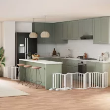   vidaXL fehér nyárfa 9 paneles összecsukható kutyakapu ajtóval 450 cm