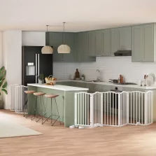   vidaXL fehér nyárfa 9 paneles összecsukható kutyakapu ajtóval 450 cm