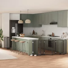   vidaXL fekete nyárfa 9 paneles összecsukható kutyakapu ajtóval 450 cm