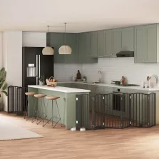   vidaXL fekete nyárfa 15 paneles összecsukható kutyakapu ajtóval 750 cm