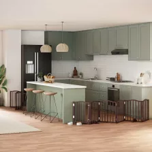   vidaXL barna nyárfa 9 paneles összecsukható kutyakapu ajtóval 450 cm