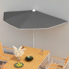   vidaXL antracitszürke félköríves napernyő rúddal 180 x 90 cm