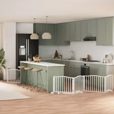   vidaXL fehér nyárfa 8 paneles összecsukható kutyakapu ajtóval 640 cm