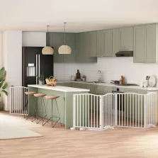   vidaXL fehér nyárfa 6 paneles összecsukható kutyakapu ajtóval 480 cm