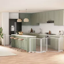   vidaXL fehér nyárfa 8 paneles összecsukható kutyakapu ajtóval 640 cm