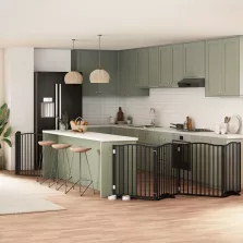   vidaXL fekete nyárfa 6 paneles összecsukható kutyakapu ajtóval 480 cm