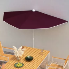 vidaXL bordó félköríves napernyő rúddal 180 x 90 cm