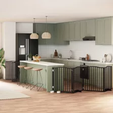   vidaXL fekete nyárfa 12 paneles összecsukható kutyakapu ajtóval 960 cm