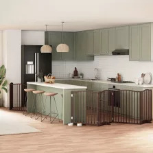   vidaXL barna nyárfa 6 paneles összecsukható kutyakapu ajtóval 480 cm