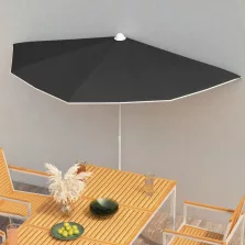 vidaXL fekete félköríves napernyő rúddal 180 x 90 cm