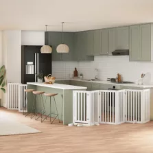   vidaXL fehér nyárfa 15 paneles összecsukható kutyakapu ajtóval 750 cm