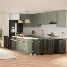   vidaXL fekete nyárfa 9 paneles összecsukható kutyakapu ajtóval 450 cm