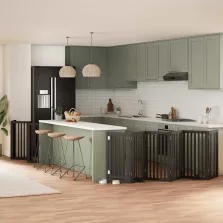   vidaXL fekete nyárfa 15 paneles összecsukható kutyakapu ajtóval 750 cm