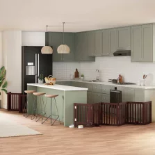   vidaXL barna nyárfa 15 paneles összecsukható kutyakapu ajtóval 750 cm