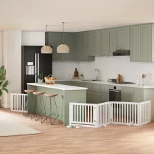   vidaXL fehér nyárfa 6 paneles összecsukható kutyakapu ajtóval 480 cm