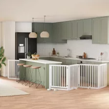   vidaXL fehér nyárfa 6 paneles összecsukható kutyakapu ajtóval 480 cm