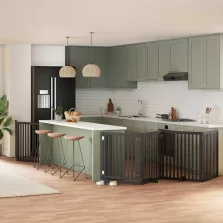  vidaXL fekete nyárfa 6 paneles összecsukható kutyakapu ajtóval 480 cm