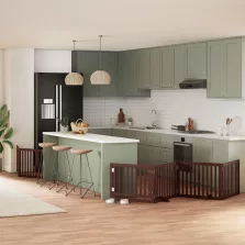   vidaXL barna nyárfa 8 paneles összecsukható kutyakapu ajtóval 640 cm