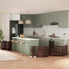   vidaXL barna nyárfa 12 paneles összecsukható kutyakapu ajtóval 960 cm