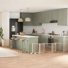   vidaXL nyárfa 9 paneles összecsukható kutyakapu ajtóval 450 cm