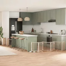   vidaXL nyárfa 15 paneles összecsukható kutyakapu ajtóval 750 cm