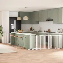   vidaXL fehér nyárfa 9 paneles összecsukható kutyakapu ajtóval 450 cm