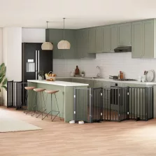   vidaXL fekete nyárfa 15 paneles összecsukható kutyakapu ajtóval 750 cm