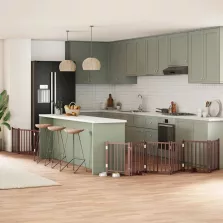   vidaXL barna nyárfa 9 paneles összecsukható kutyakapu ajtóval 450 cm