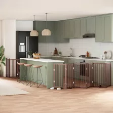   vidaXL barna nyárfa 9 paneles összecsukható kutyakapu ajtóval 450 cm
