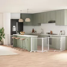   vidaXL fehér nyárfa 8 paneles összecsukható kutyakapu ajtóval 640 cm