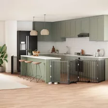   vidaXL fekete nyárfa 6 paneles összecsukható kutyakapu ajtóval 480 cm