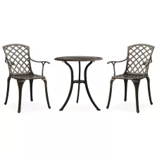   vidaXL 3 részes bronzszínű öntött alumínium bisztrószett