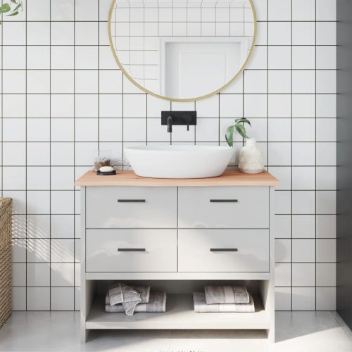 vidaXL kezeletlen tömör fa fürdőszobai pult 100 x 30 x 2 cm