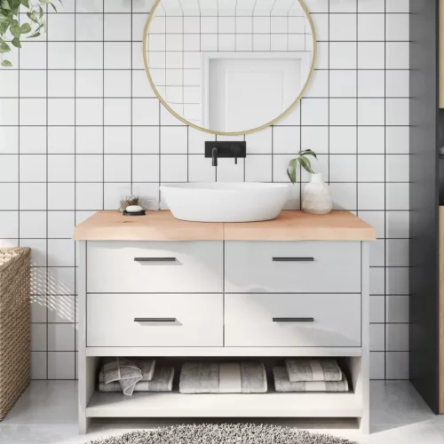 vidaXL kezeletlen tömör fa fürdőszobai pult 120x60x(2-6) cm