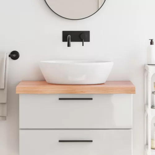 vidaXL világosbarna kezelt tömör fa fürdőszobai pult 80x60x(2-6) cm