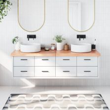   vidaXL világosbarna kezelt tömör fa fürdőszobai pult 180x50x(2-6) cm