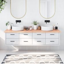   vidaXL világosbarna kezelt tömör fa fürdőszobai pult 200x60x(2-4) cm